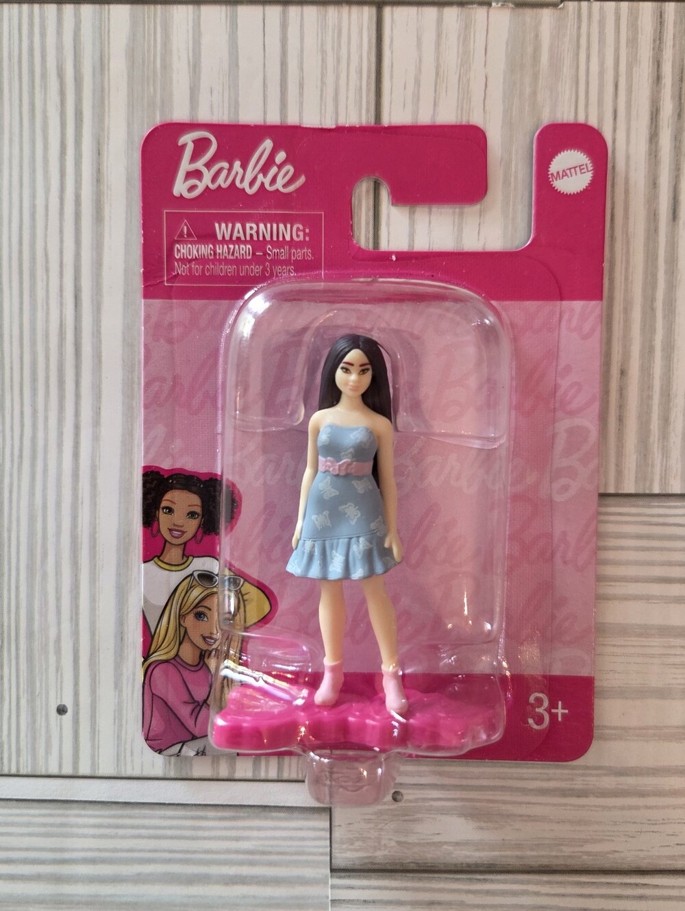 Mattel Barbie Mini Figure Doll Blue Dress Sealed 2.75"